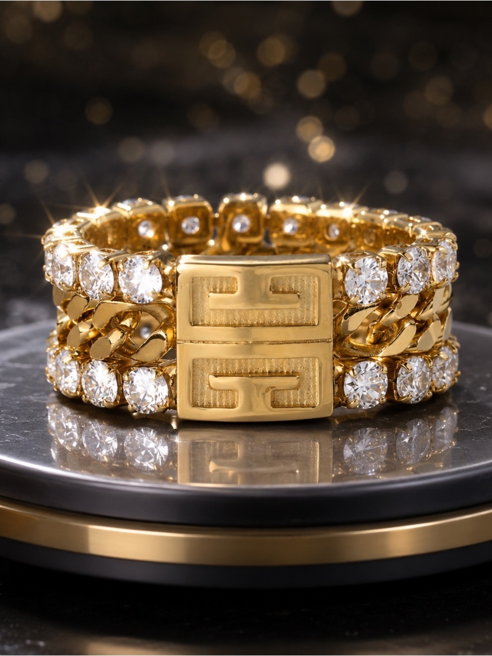 Givenchy 4G Crystal Statement Ring Gold - Picture 2 of 8